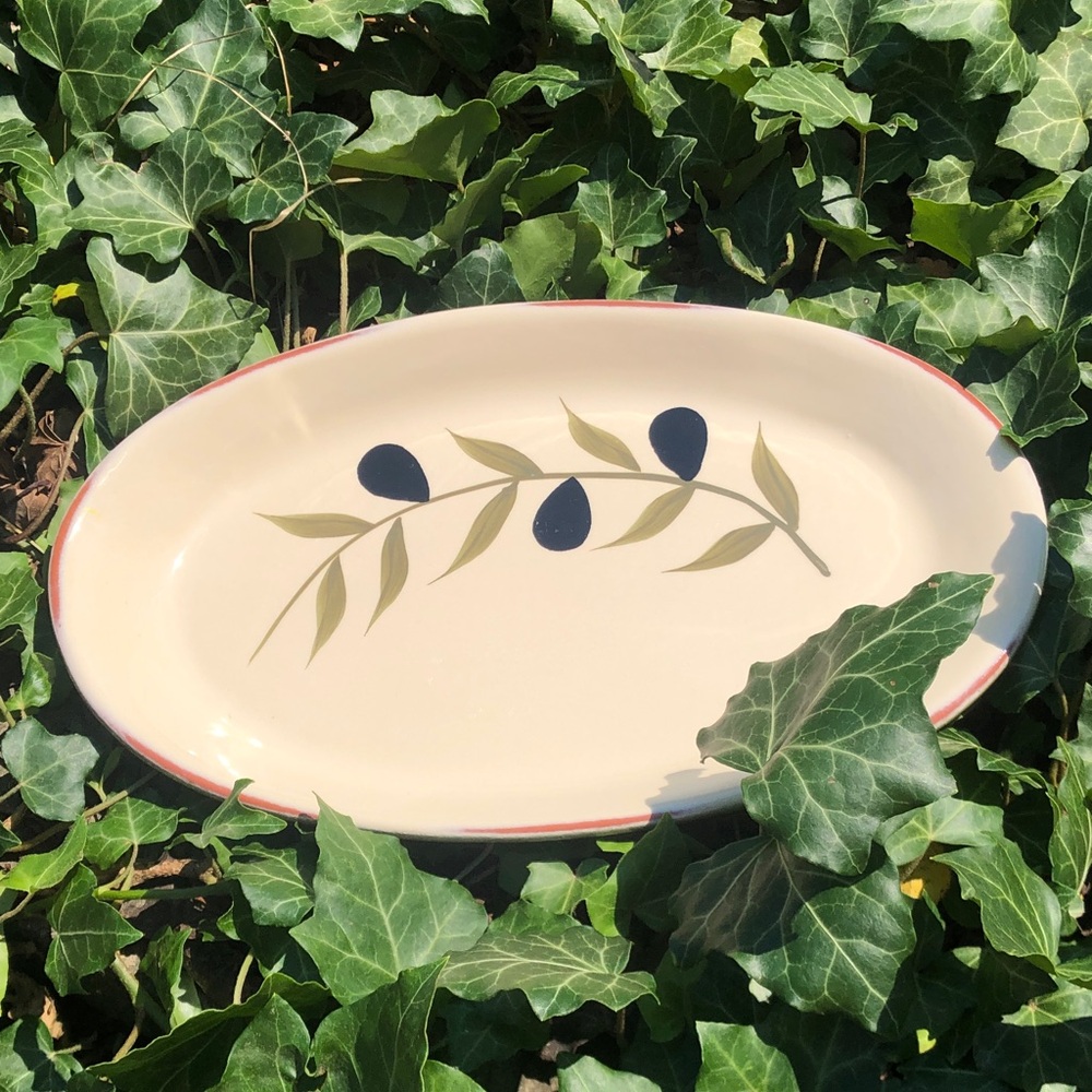 Cream Olive Branch Ceramic Serving Platter